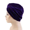 Moda Veludo Torçal Turbante Mulheres Muçulmanas Dupla Camada Hijab Hat Silky Catin Cat Head Lenço Turbãs Turbães Perda de Cabelo Headwear