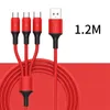 1.2m 3 em 1 Cabos de carregamento para Huawei LG Samsung Note20 S20 Micro USB Tipo C com Saco OPP