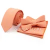 Neck wiązki ładne kolor jasnozielony różowy pomarańczowy solidny 6 cm krawat bowtie chusteczka zestawy bawełniane mężczyźni garnitur wesele party cravat akcesoria top