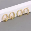 Hoop & Huggie CANNER 100% 925 Sterling Silver Seven Pearl Wedding Earrings For Women Luxury Gold Color Earring Charm Fashion Jewelry