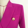 High Street Designer Blazer Dames Double Breasted Lion Buttons Slanke pasvorm Prachtige paarse jas 210521