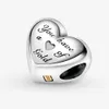 100% 925 Sterling Silver Domed Golden Heart Charm Fit Pandora Original European Charms Bracelet Fashion Jewelry Accessories