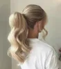 Envoltório de onda de corpo loiro marrom em torno de extensões de rabo de cavalo clipe inshirs la blond virgem cabelo humano natural pônei pão pentear para mulheres