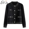 Sueter mujer élégant pull femme et cardigans boutonnés perle perles noir blanc formel veste en tricot jersey 210430