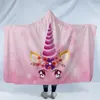 Unicorn Blanket Kids Adult GGA2200 Warm Sherpa Hooded Wrap Winter Cartoon Blankets Fleece Unicorns Towel Outdoor Travel Cloak Ho Aggs 731 R2