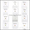 Pendentif Colliers Pendentifs Bijoux 12 Constellation Avec Carte-Cadeau Blanche Signe Du Zodiaque Chaînes En Or Pour Hommes Femmes Mode Bk Drop Delivery 20