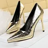 Women Pumps Metal With Stone Pattern Platform Pumps Fashion Wedding Shoes High Heels Stiletto Party Shoes New 2022