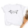 Einfache Dackel Hund Druck Kleidung Frauen Sommer T Shirt Graphic Tees Weiblich Harajuku Ästhetischen Kurzarm Tops Camisetas Mujer