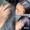 HD Lace Frontal Frontal 13x6 Front Human Hush Breypliced ​​Bone Straight Wigs Closure4188507627471