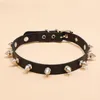 Punk rock gothic choker kvinnor män pu läder silver färg spike rivet stud krage halsband uttalande fest smycken