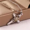 Choucong Brand Cross Pendant Vintage Jewelry 925 Silver Fill Pave White Sapphire CZ Diamond Gemstones Eternity Clavicle Collar para regalo de amante