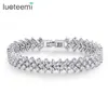 Luoteemi Top Qualité Clear Aaa Zircone Cubique Blanc Or Couleur Rome Design Bracelet pour Femmes Brésil Cuivre Bracelet Q0720