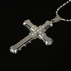 Sale Necklace for Men Jesus Crystal Cross Pendant Gold Silver color and Black Fashion Jewelry