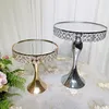 Yeni Gelmesi Altın Kristal Kek Araçları Standı Set Galvanik Altın Ayna Yüz Düğün Parti Şeker Bar Masa Dekorasyon