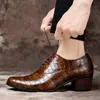 Sapatos sociais masculinos de salto alto oxfords couro formal estilo britânico escritório de negócios elevador elegantes casamento noivo para homens