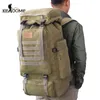 60L Large Military Bag Canvas Backpack Tactical Bags Camping Hiking Rucksack Army Mochila Tactica Travel Molle Men Outdoor XA84D K726