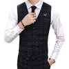 Men's Vests 2021 Business Casual Vest British Lattice Suit Metal Decoration Gentleman Slim Style Plaid Waistcoat