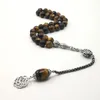Occhi di tigre naturali Fili musulmani rosario islam 33 45 66 99 perline di preghiera braccialetto arabo gioielli moda arabia saudita