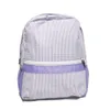 Purple Toddler Backpack Seersucker Soft Cotton School Bag USA Local Warehouse Kids Book Bags Boy Gril Pre-school Tote with Mesh Pockets DOMIL106187