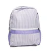 Purple Toddler Backpack Seersucker Soft Cotton School Bag USA Local Warehouse Kids Book Bags Boy Gril Pre-school Tote with Mesh Pockets DOMIL106187