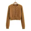 Soft Warm Languid mohair sweater women cardigans Autumn Knitted breasted cardigan coat high street womens Top 210508