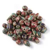 50pcs rétro prière népal fait à la main corail rouge tibétain perles en vrac pour la fabrication de bijoux colliers à faire soi-même Bracelets 8 ~ 25x8 ~ 13mm F70