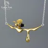 Andere Lotus Fun Halskette mit Anhänger aus 18 Karat Gold mit Biene und tropfendem Honig, echtes 925er-Sterlingsilber, handgefertigter Designer-Edelschmuck für Frauen