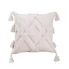 Cushion/Decorative Pillow Handmade Cushion Cover With Tassels 45x 45cm Beige Boho Decor Moroccan Style Seat Pillowcase Drop