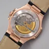 2022 5726 Calendario annuale Fasi lunari Orologio automatico da uomo in oro rosa Quadrante strutturato blu Indicatori con cinturino in pelle 8 stili Orologi Puretime01 E18LH-f6