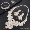 Oorbellen ketting larrauri 4pcs prachtige volledige kubieke zirkoon boem bloemen sieraden sets luxe performance bruids bruiloft voor vrouwen