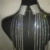 Guld Silver Sparkle Diamonds Dresses Rhinestone Long Tassel Body Chain Loose Sexy Women Night Club Party Luxury Mini DR2020 x0529