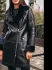 women039sファーフェイク女性冬のファッションウォームレザージャケットフェイクコート2021ブラックロングコートオフィスストリートジッパーパンクGoth9763061