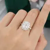 Кластерные кольца CXSJERMEMY CUSHION CUT MOISKANITE 7 * 9 мм 3 CT Обручальное кольцо 14K 585 Белый Золотой Старинный Свадебный бриллиант для женщин