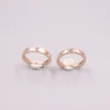 Real Pure 18K Rose Gold Earrings Square Carved Circle Hoop Small Men Woman Gift 0.9g & Huggie