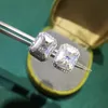 Stud Silver 925 Original Emerald Cut Diamond Test Past Total 1 Carat D Color Moissanite Earrings Rectangle Gemstone Jewelry Gift