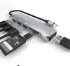 6 in 1 Type-C USB 3.0 docking station Adattatore HUB Cavo lettore di schede SD per Macbook Pro Asus Dell Huawei 87W PD