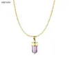 ANDYWEN 925 argent Sterling violet cristal pendentif collier longue chaîne gemmes géométrique Rectangle or Rock Punk bijoux de luxe