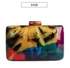 Clutch Bag Acrylic Female Evening Colorful Printing Random Pattern Women Shoulder Clutches Purse332V