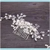 Fasce per capelli Jewelrykmvexo Design europeo Foglie Aessories Perla Fiore di cristallo Pettine da sposa Gioielli per capelli da sposa Regalo Drop Delivery 2021 Kolnv