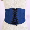 Belts Vintage Black Jeans Fabric Strap Up Corset Bandage Women Elastic Wide Waist Belt 2021 Shape-Making Midriff-Cinchers