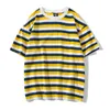 Bolubao Brand Mens Short-Sleeve T-shirts för Manlig T Shirt Version Striped Round-Collar Men Toppar Sommar 210518