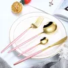 24pcs Upscale Gold Dinnerware Set Stainless Steel Tableware Knife Fork Coffee Spoon Flatware Dishwasher Safe Cutlery 211108