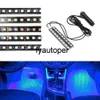 Auto Atmosphere Lamps Interior Decorative Lamp Cigarette Lighter Adapter 2pcs Car LED Dash Floor Foot Strip Light Car-Styling