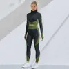 NORMOV Seamless Women Gym Set Yoga 2/3 Pieces Zipper Long Sleeve ShirtsHigh Wait Leggings Sport Clothes Suit 210813