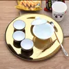 28cm gold / color disc metal round tray rainbow color fruit tray jewelry display plate 430 # stainless steel