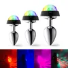 LED Butt Fişler Aydınlık Metal Anal Fiş Ses Kontrolü Ile Çiftler Için Seks Oyuncakları