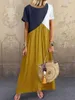 Mutterschaft Schwangerschaft Kleidung Frauen Kurzarm Baggy Maxi Kleid Geometrische Spleißen Unregelmäßige Lange Sommer Kleider Plus Größe 5XL Q0713