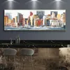 Pintura en lienzo abstracta de la vista del paisaje de la ciudad, carteles e impresiones, arte de pared, imágenes en lienzo para decoración del hogar y la sala de estar
