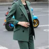 Temperament women's pants suit two-piece high quality office jacket overalls elegant lady professional Slim trousers 210527