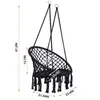 Balançoire Black Swing Hammocks Chaise Max 330 lb suspendue Chaises balançoires de corde de coton de coton pour intérieur et extérieur US STOCK A46 A39182N
